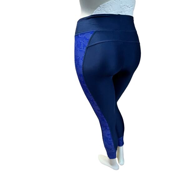 Under Armour Blue Geometric Print Compression Athletic Leggings XS Workout - Picture 2 of 13